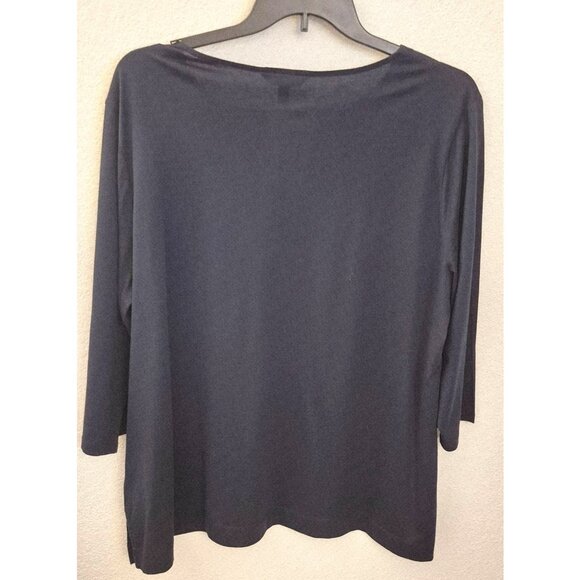 Lauren Ralph Lauren Navy Blue 100% Cotton Split Neck Tunic Top 3X NWT - Picture 5 of 7